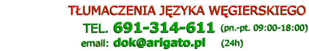 T�umacz w�gierski - Telefon: 691 314 611